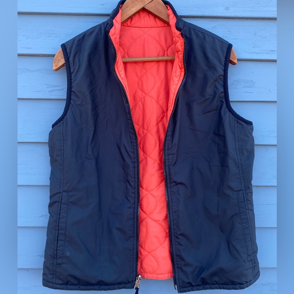 Womens Vintage Patagonia Reversible Insulated Vest Black Orange Medium M